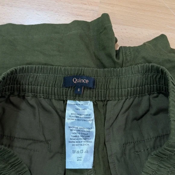 Quince 100% European Linen Shorts in Martini Olive Green size Small - Picture 5 of 5